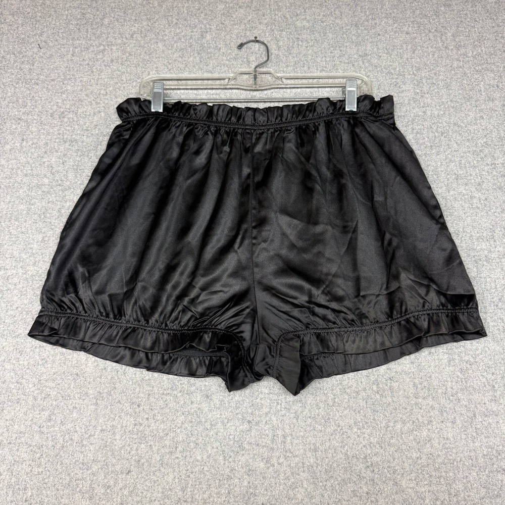 Akira Satin Ruffle Bloomers Shorts XL Black Elastic Waist High Rise 24JYWX10023